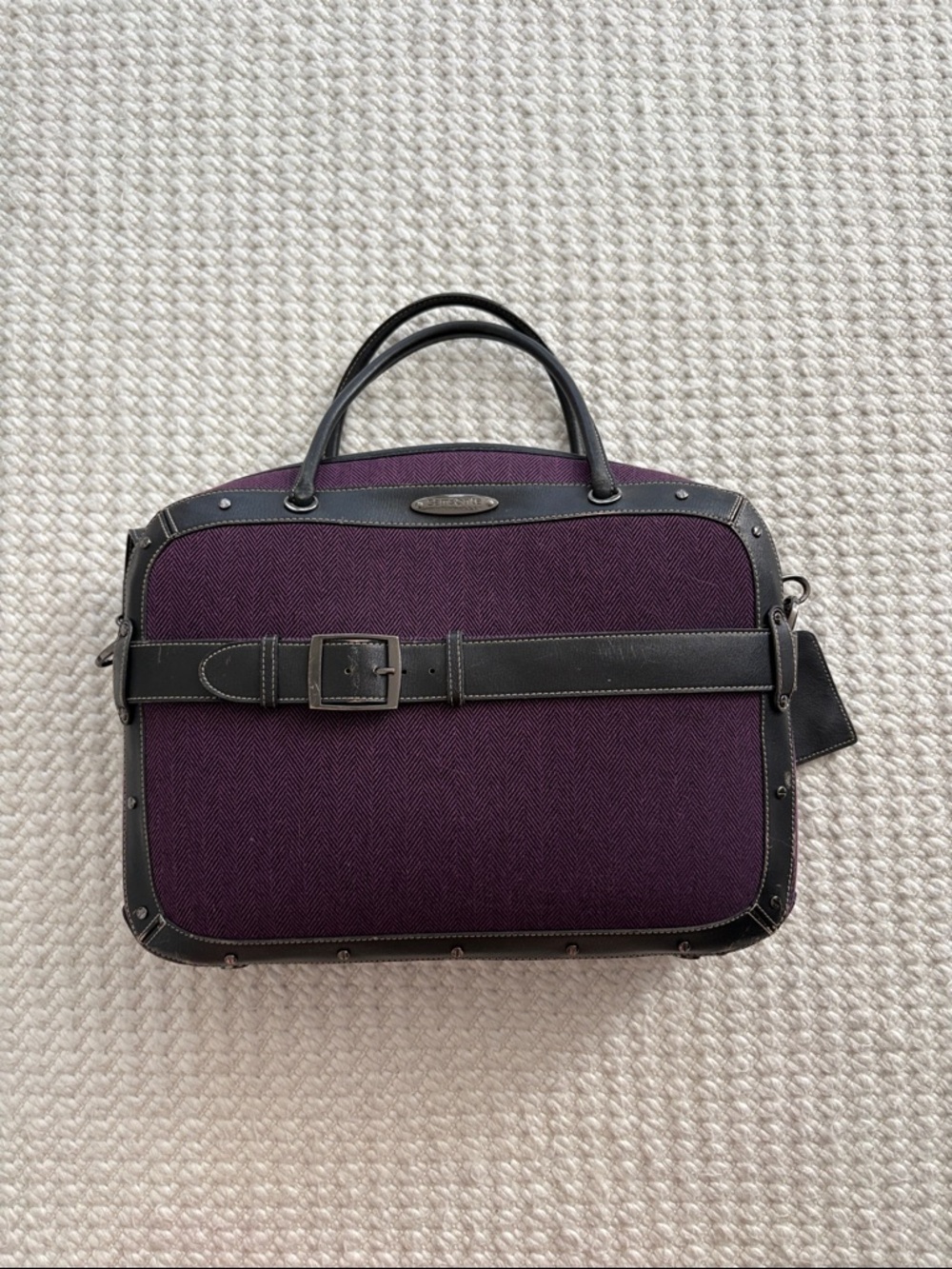 Samsonite Black Label Purple Men's Travel Briefcase with Black Leather Trim